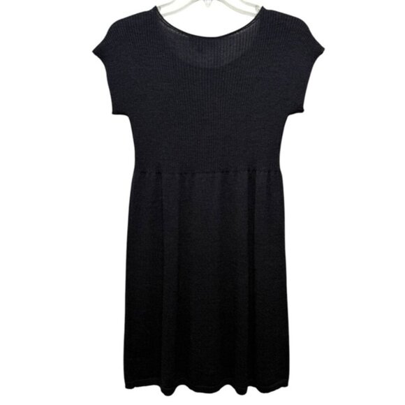 EILEEN FISHER Wool Ribbed Mini Dress Size PM Petite Medium Charcoal Grey - Picture 2 of 7